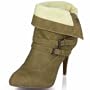 Damen stillvolle Ankle Stiefeletten mit Trichterabsatz MQ1142 Khaki Gr. 39
