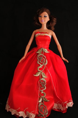 Red Barbie Sized Doll Party Dress
