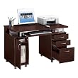 Techni Mobili Complete Computer Workstation with Cabinet and Drawers - Chocolate