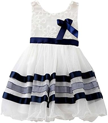 Hiven Girls Cotton Sleevelesss Lace Stripes Yarn Dress 100
