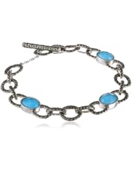Judith Jack "Tropical Breeze" Sterling Silver Marcasite Turquoise Linear Bracelet, 7.25"