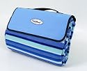 Urban Beach Fleece Picnic Rug with Waterproof Backing (135cm x 120cm). Blue Stripe