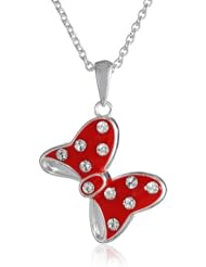 Disney Minnie Crystal Bow Chain Pendant Necklace, 18"