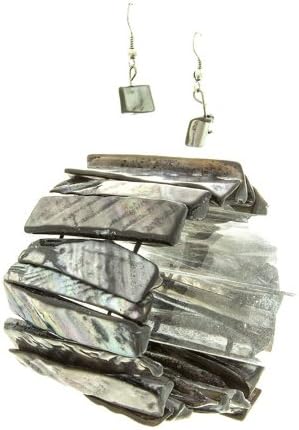 VICTORIA KORS FOCAL COMPONENTS LIP SHELL STRETCH BRACELET/EARRING SET (Black)