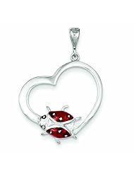Genuine .925 Sterling Silver Heart With Enameled Ladybug Pendant 1.8 Grams. 100% Satisfaction Guaranteed.