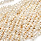 Cultured Round Potato Creamy White Pearls 3-4mm /16 Inch Strand