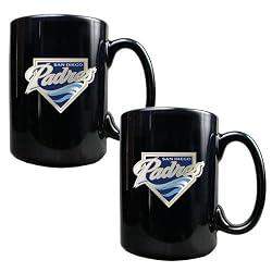 San Diego Padres MLB 2pc Black Ceramic Mug Set - Primary Logo by Great American Products