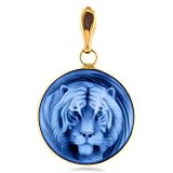 14K YG Frame Cameo Tiger Pendant