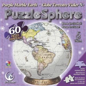 Unicorn Enterprises A5019_6 Purple Marble Earth 6 Inch Puzzle Sphere 60 pc puzzle
