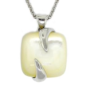 Gem of the Ocean - Square Cabochon Pendant w/White Mohter of Pearl