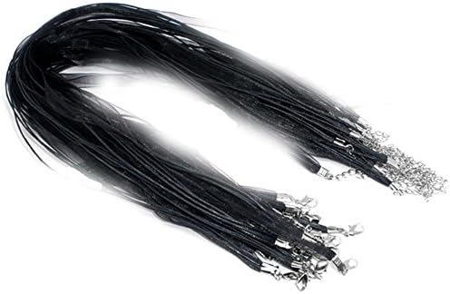 Quantity 20 - 17 inch Black Organza Cord Necklace - 2 inch Extender - Closed With Lobster Clasps - For Jewelry Making