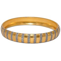 Gold and Rodium Plated Bangle Bracelets Womens Costume Jewelry in Indian-Style 2.3 inches