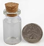 Package of 24 Small Mini Glass Jars with Cork Stoppers - Size: 1-1/2" Tall X 3/4 Inches Diameter
