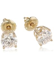 IGI-Certified 14k Gold Round-Cut Diamond Studs (1 1/2 cttw, I-J Color, I1-I2 Clarity)