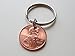 2007 Penny Keychain With Heart Around Year, Couples Keychain; 17 Year Anniversary, Engraved Couples Keychain