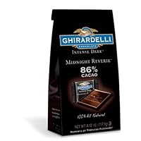 Ghirardelli Midnight Reverie Intense Dark 86% Cacao Singles, 4.12-Ounce Bags (Pack of 4)