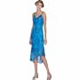 Short Party Dress by Sean Collection Silk Print Beaded Cocktail Dress (8409), S, Turqouise