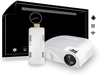 Mini LED Projector LCD Multimedia Beamer Portable Home Movie Theatre Gaming COMPLETE PACKAGE with Wi-Fi SmartStick Custom Android PC Mini Computer (Custom Projection Screen Options)