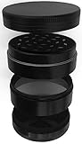 Spice Up Your Life Herb Grinder/Tobacco Grinder/Spice Grinder - Four Piece Grinder with Pollen Catcher - Premium Grade Aluminium 2 Inches Wide (Black)