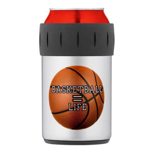 Thermos Can Cooler Koozie Basketball Equals Life