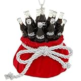 Coca-Cola Bottles in Red Velvet Bag Ornament