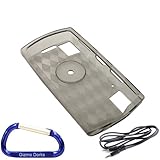 Premium Car Combo Pack: Smoke Silicone Skin Case Cover, 3.5mm to 3.5mm Auxiliary Stereo Cable, and Free Carabiner Key Chain for the Sony Walkman S Series (NWZ-S540, NWZ-S544, NWZ-S545) MP3 Player