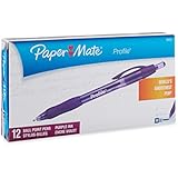 Paper Mate 35830 Profile Retractable Ballpoint Pens, Purple, 12-Pack