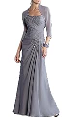 Floor Length Chiffon Crystal Beaded Mother-of-the-Bride Dress 