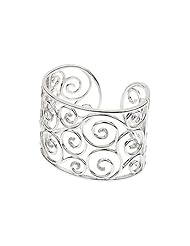 51mm Diamond Open Scroll Cuff Bracelet in Sterling Silver