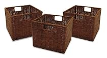 Baskets, set of 3, Small Wired Rattan (Espresso) (9"H x 11"W x 10"D)