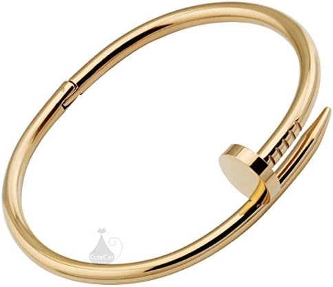Stainless Steel Love Oval Nail Bracelet Gold Rose Gold Silver (Rose Gold)