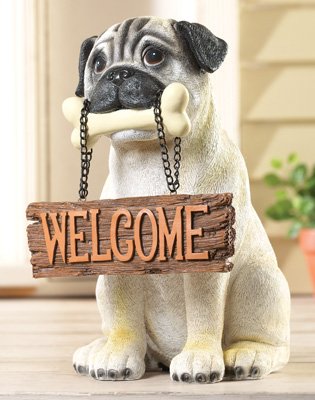 Motion Activated Pug Welcome Figurine