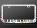 License Plate Frame - Metal Bling - Artistic Piano Keyboard & Colorful Musical Notes w/ Dazzling T-Smoke Crystals