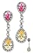 Simulated Canary Pink Sapphire Diamond Silver Drop Earrings