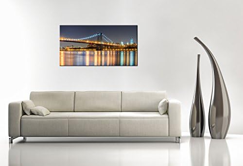 Stretched Canvas Print MANHATTAN BRIDGE LIGHTS New York Cityscape Wall Art e4359