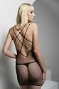 Sexy 2pc Strappy Black Fishnet Chemise Lingerie with Matching G-string