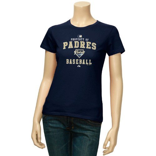 Majestic San Diego Padres Ladies Navy Blue Property Of T-shirt (Small)