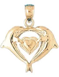 Dazzlers Solid 14 karats gold Dolphin Heart Charm Pendant Available in three colors from jewelsberry (weights: 2.3 grams only)