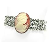 Cameo and Metal Ball Stretch Bracelet Fashion Jewelry