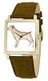 American Kennel Club Men's D1789S012 Yellow Labrador Retriever Gold-Tone Brown Leather Watch