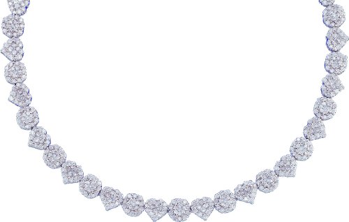14k White Gold 7.50ct Round Diamond Fashion Necklace 
