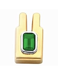 18K Two-Tone Gold Emerald Cut Chatham Created Emerald Pendant -- LIFETIME WARRANTY