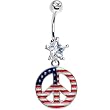 Patriotic Peace Sign Belly Ring