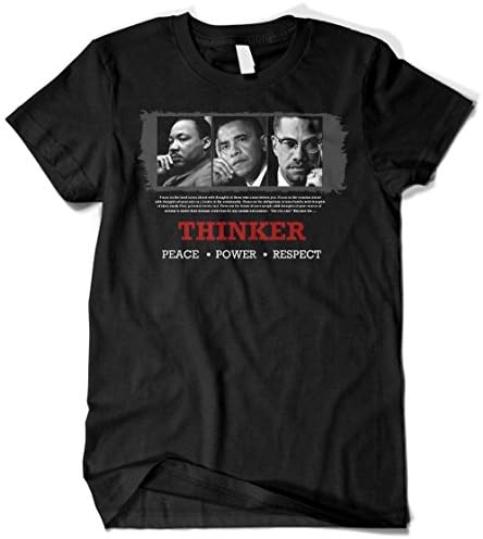 Thinker: Martin Luther King, Malcom X and Barack Obama Short Sleeve Men's T-Shirt (3X-Large, Black)