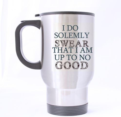 I do solemly swear that I am up to no good-Novelty Design Harry Potter quote fans cup,Funny Travel Mug (Sliver) For Coffee or Tea,14-Ounce 100% Stainless Steel