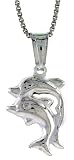 Sterling Silver Hollow Double Dolphin Charm