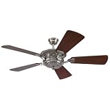 Westinghouse 7211100 Classic 56-Inch Five-Blade Remote-Controlled Ceiling Fan, Aged Silver Finish with Reversible Gloss Rich Walnut/Mahagony Blades