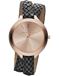 Michael Kors MK2322 Ladies Rose Gold and Black Slim Runway Watch