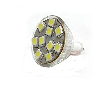 Ledwholesalers Brightest MR11 12 Volt AC DC 10 5050 SMD LED Bulb Wide Angle 160 Lumen 2.1 Watt, White, 1113WH Ledwholesalers Brightest MR11 12 Volt AC DC 10 5050 SMD LED Bulb Wide Angle 160 Lumen 2.1 Watt, White, 1113WH