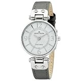 AK Anne Klein Women's 109443WTGY Silver-Tone Grey Leather Strap Watch